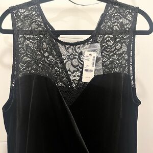 Plus size 2x Elegant Black Lace Velvet Dress